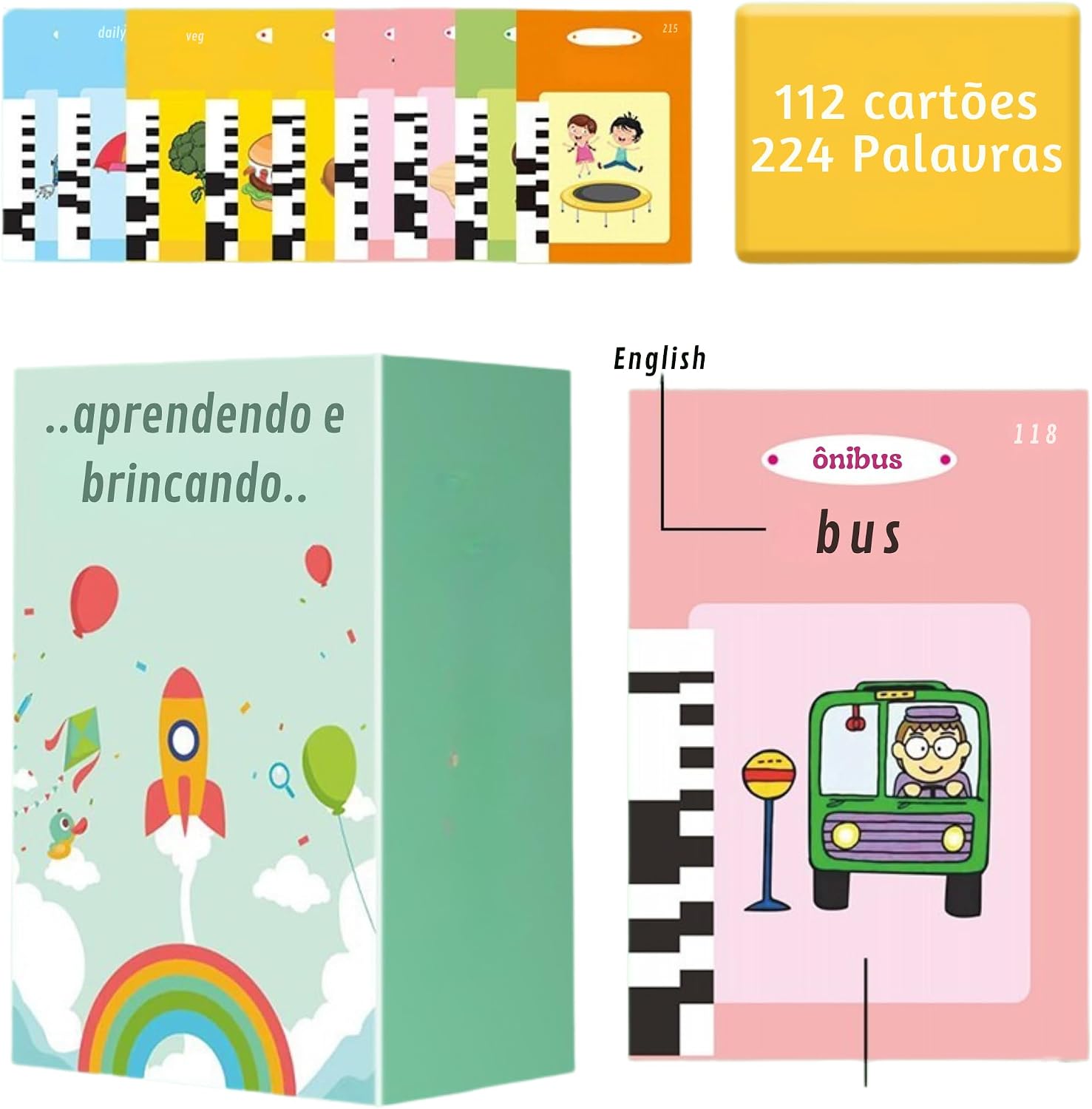 Brinquedo Educativo Infantil Com Leitor de Cartões Flash em Português e Inglês (X-288, Pequeno)