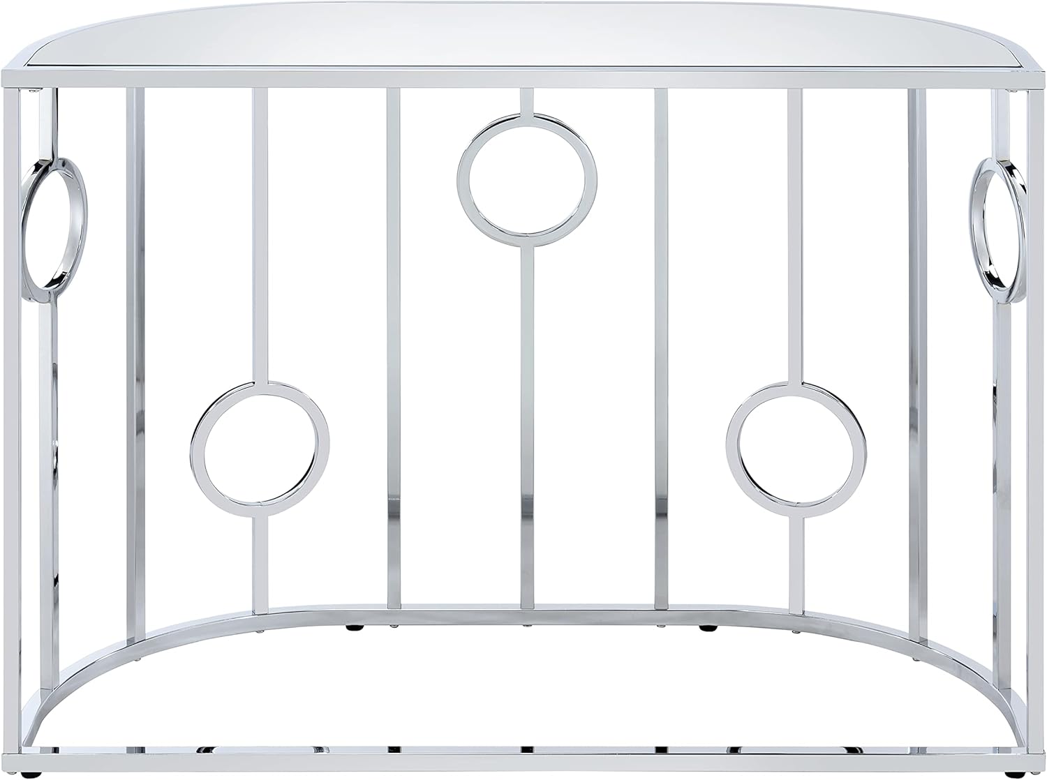 Furniture of America Keenan Luxury Glam Half-Circle Glass Top 43 in. Sofa Table for Display, Decorate Living Room, Hallway, Bedroom, Dressing Room, Chrome