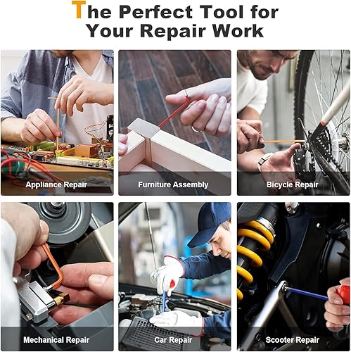 Vista 4 de MAXPOWER Juego de llaves Allen, juego de llaves hexagonales de extremo de bola métrica de 18 piezas y llaves Torx Star Allen, llave de brazo largo