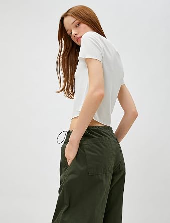 Crop Ti rt Bisiklet Yaka K sa Kollu Fitilli