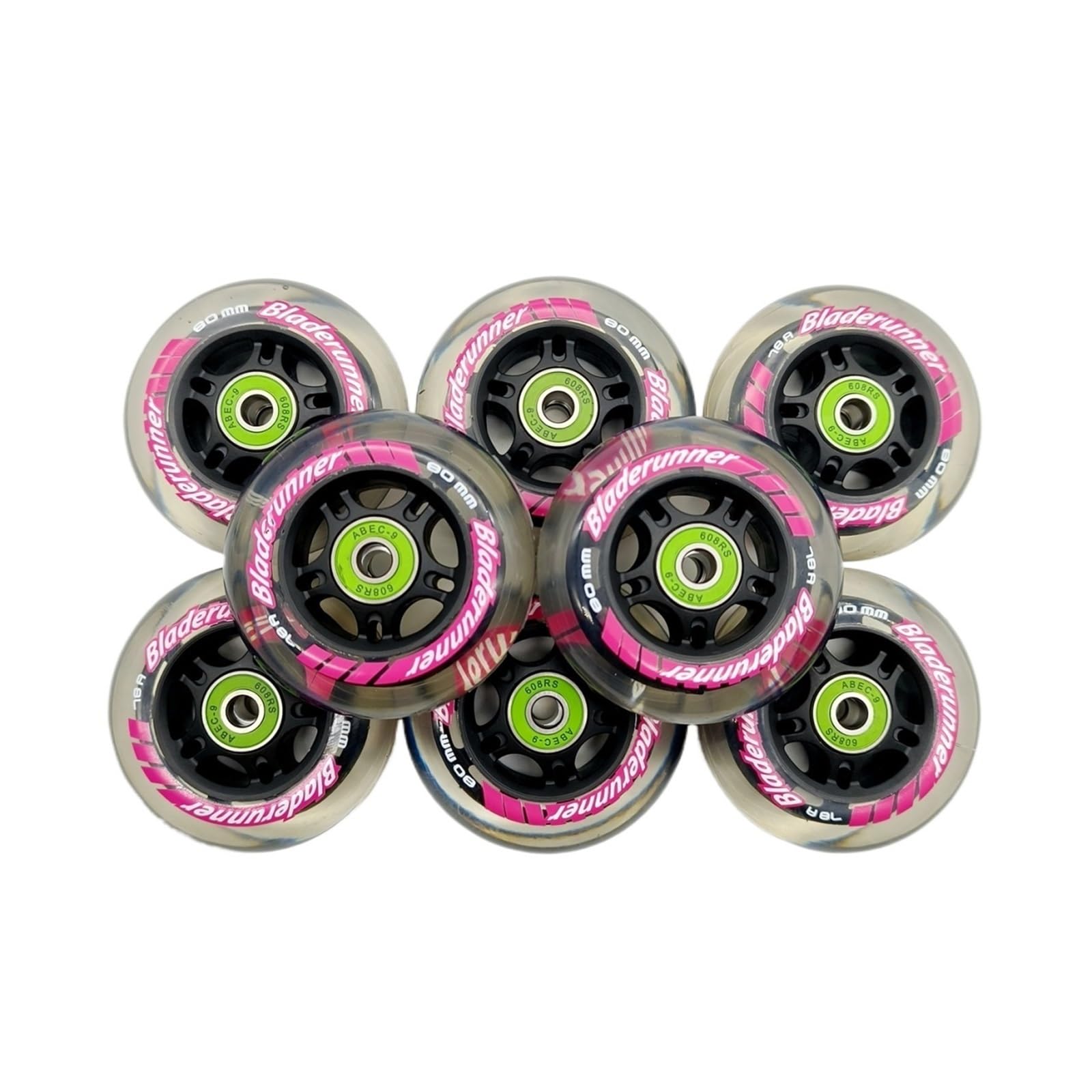 8 pièces Patins à roulettes Roue Scooter Roue 80x24 Noir Gris Couleur Transparente pour Les Parcs, Les patinoires