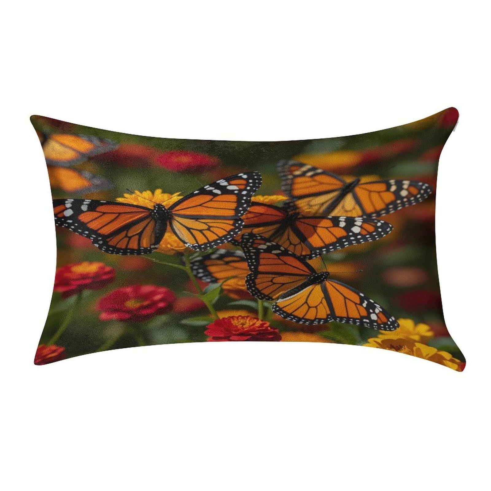 Monarch Butterflies Pillowcase Decorative Throw Pillow Cover Gold Velvet Cushion Covers Lumbar Pillow Cover Long Pillow Case Luxury Cushion Case Pillow Sham Pillow Protector 20" X 12"