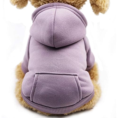 Jecikelon Winter Dog Hoodie Sweatshirts with Pockets Warm Dog Clothes for Small Dogs Chihuahua Coat Clothing Puppy Cat Custume (Purple, X-Large)