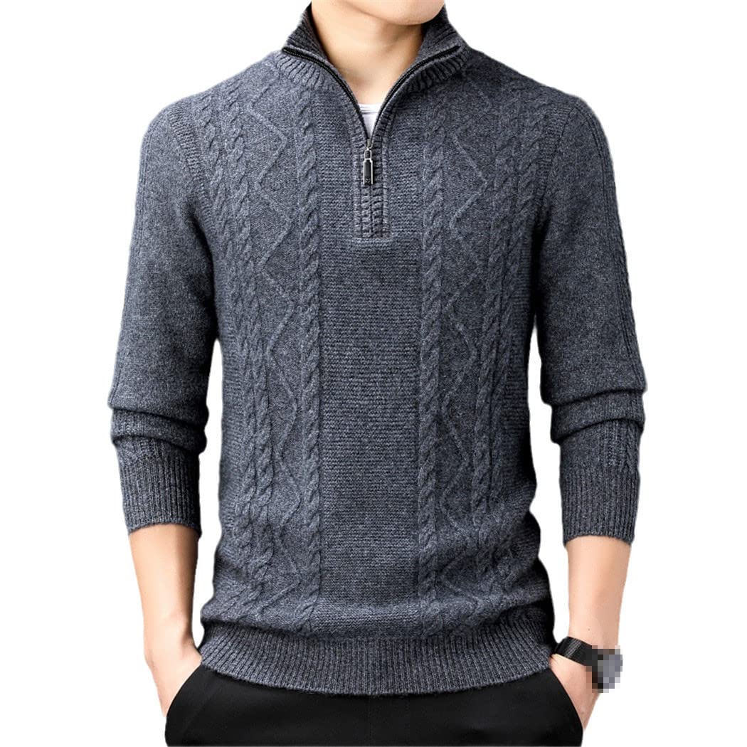 Pull en laine pour homme demi-col roulé zippé jacquard L