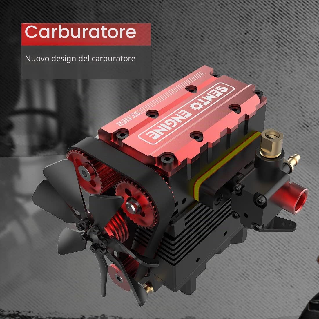 SEMTO Engine ST-NF2 L2 Motore a Quattro Tempi 7,0 cc Nitro con Kit di Accensione e Avviamento, Mini Motore a Combustione Interna Raffreddato ad Aria per Appassionati di Ingegneria e Adulti