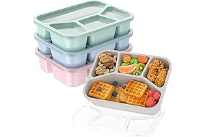 Bento Box for Kids (4 Pack): Leakproof, Easy Open, Microwave & Dishwasher...