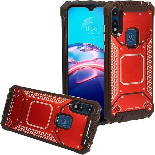 CELZEN - Para Motorola Moto E (2020) XT2052 - Funda de aluminio de metal para teléfono - ZY1 Rojo