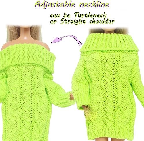 Miniatura 8 de BJDBUS Suéter de cuello alto de invierno para accesorios de muñeca niña de 11.5 pulgadas (rojo naranja)