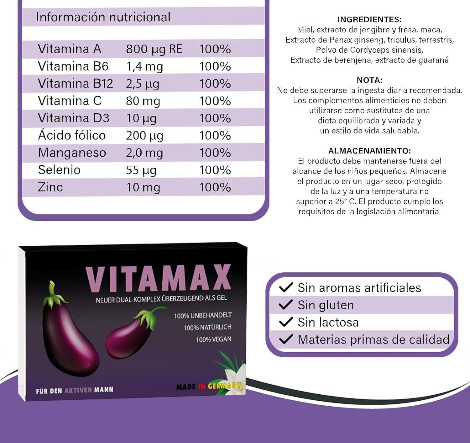 Vitamax Extra Fuerte – Gelée Royale FORTE – Potenciador Natural de Testosterona para Deseo, Placer y Resistencia – Alta Concentración – 7 Sobres Testo-Extreme para Hombres