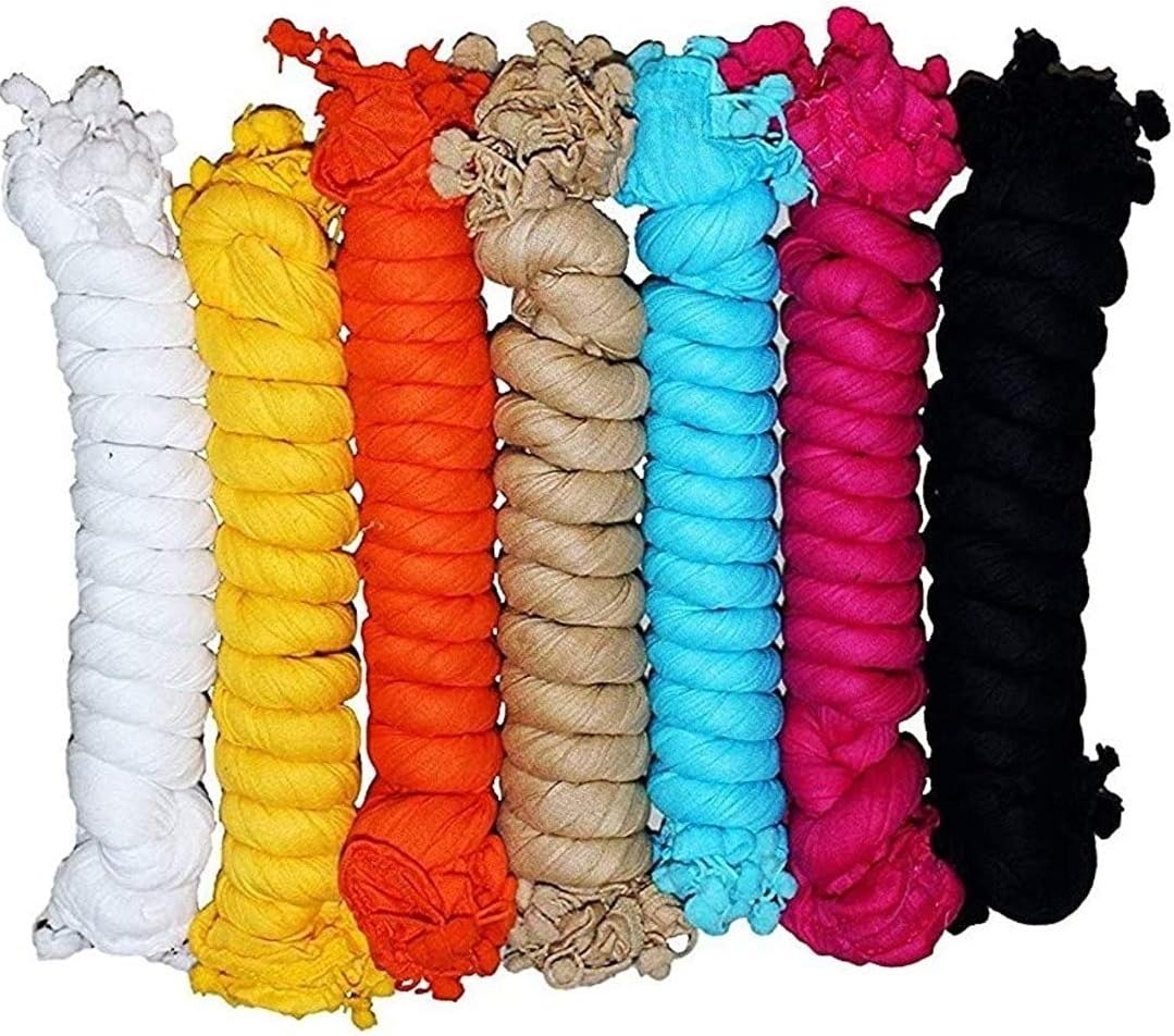 Nakoda Creation Women's Solid Cotton Dupatta (Multicolour, Free Size) - Pack of 7