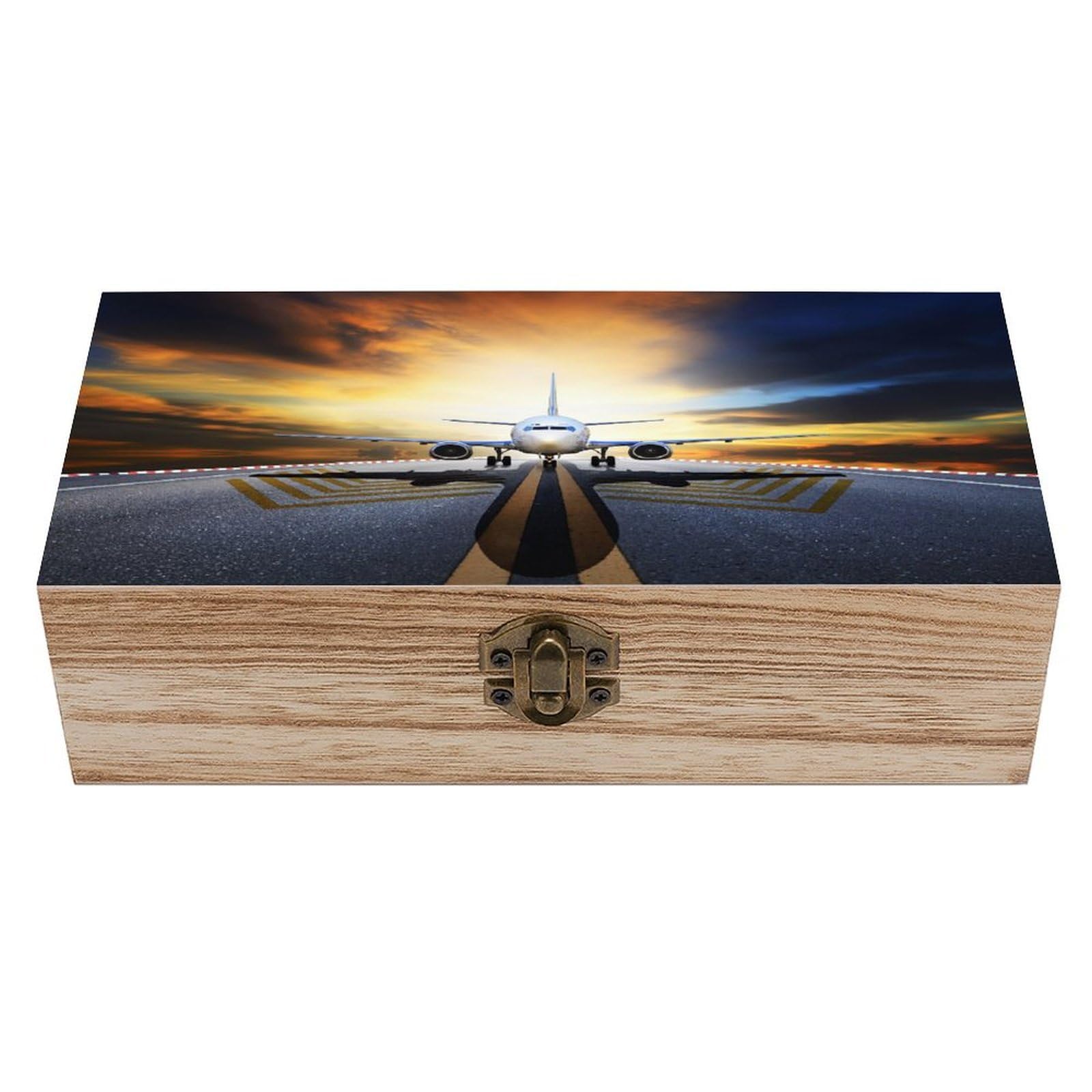 asbwuo Backpack Airplane Wood Keepsake Box Wooden Box with Hinged Lid