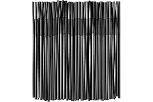 100PCS Flexible Plastic Straws, 13 Inch Fancy Bendy Festive Straws