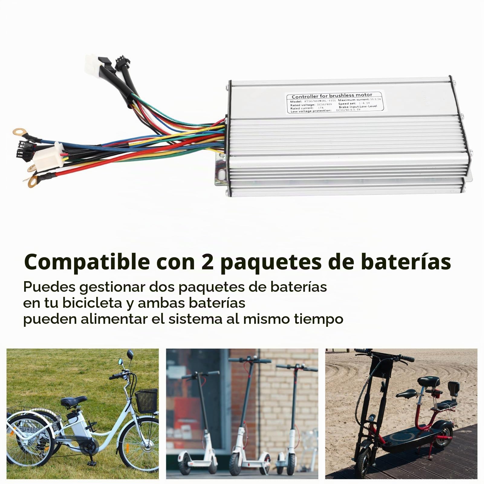 BuyWeek Controlador de Motor de Bicicleta Eléctrica, Controlador Sin Escobillas 36V 48V 1000W 1500W 35A de Onda Cuadrada Controlador de Bicicleta Eléctrica