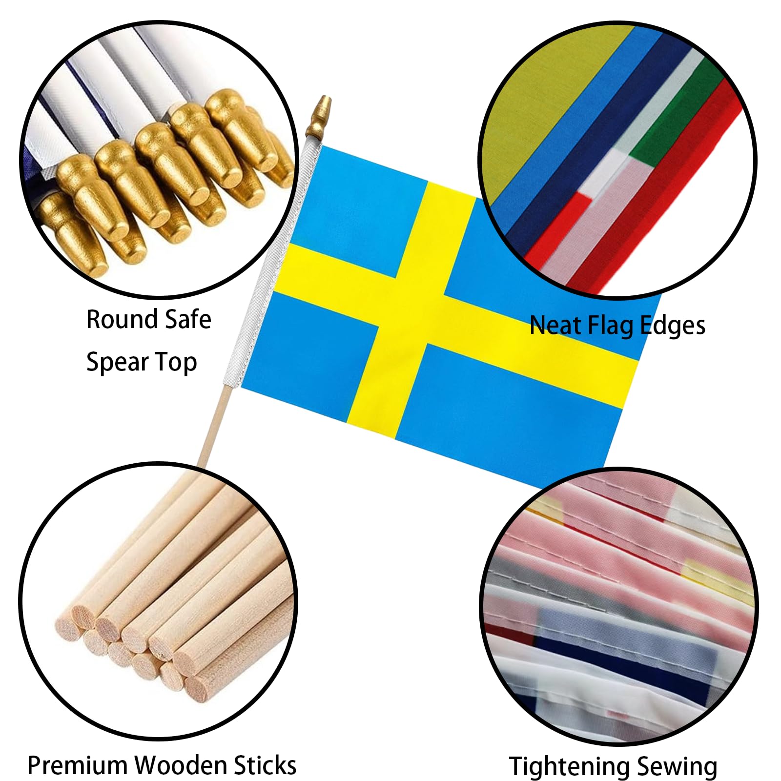 20 Stück Schweden-Miniflaggen – Perfekt Für Partys, Paraden & Deko In Gelb Und Blau