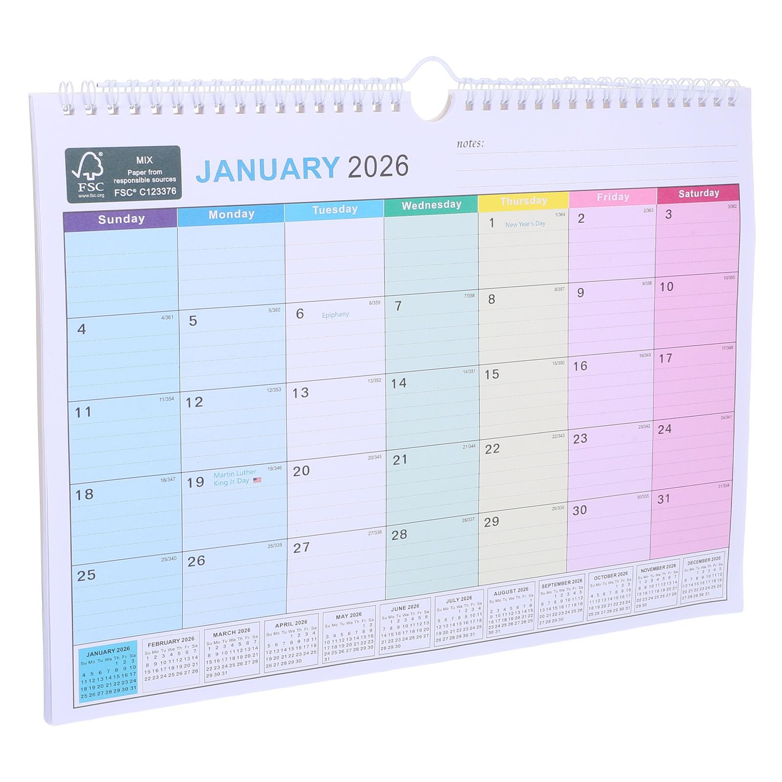 VILLFUL Large Wall Calendar 2026-2027 Hanging Horizontal Planner with Holiday Dates Marked 18 Months Daily Planner Calendar for Office Family and Academic Use