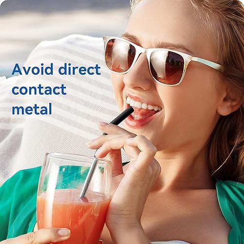 Miniatura 3 de Pajitas de metal con punta de silicona para vaso Stanley de 40 onzas, popotes reutilizables para vaso de 40 onzas, 3 puntas rectas de 13.3 pulgadas