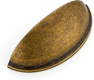 Ravinte Antique Brass Drawer Pulls Cabinet Cup Pulls 3 Inch 10 Pack | Kitchen Hardware, Cup Pull Shape, Cabinet Handles, Drawer Handles, Smooth Drawer Grip,For Dressers, Cupboards