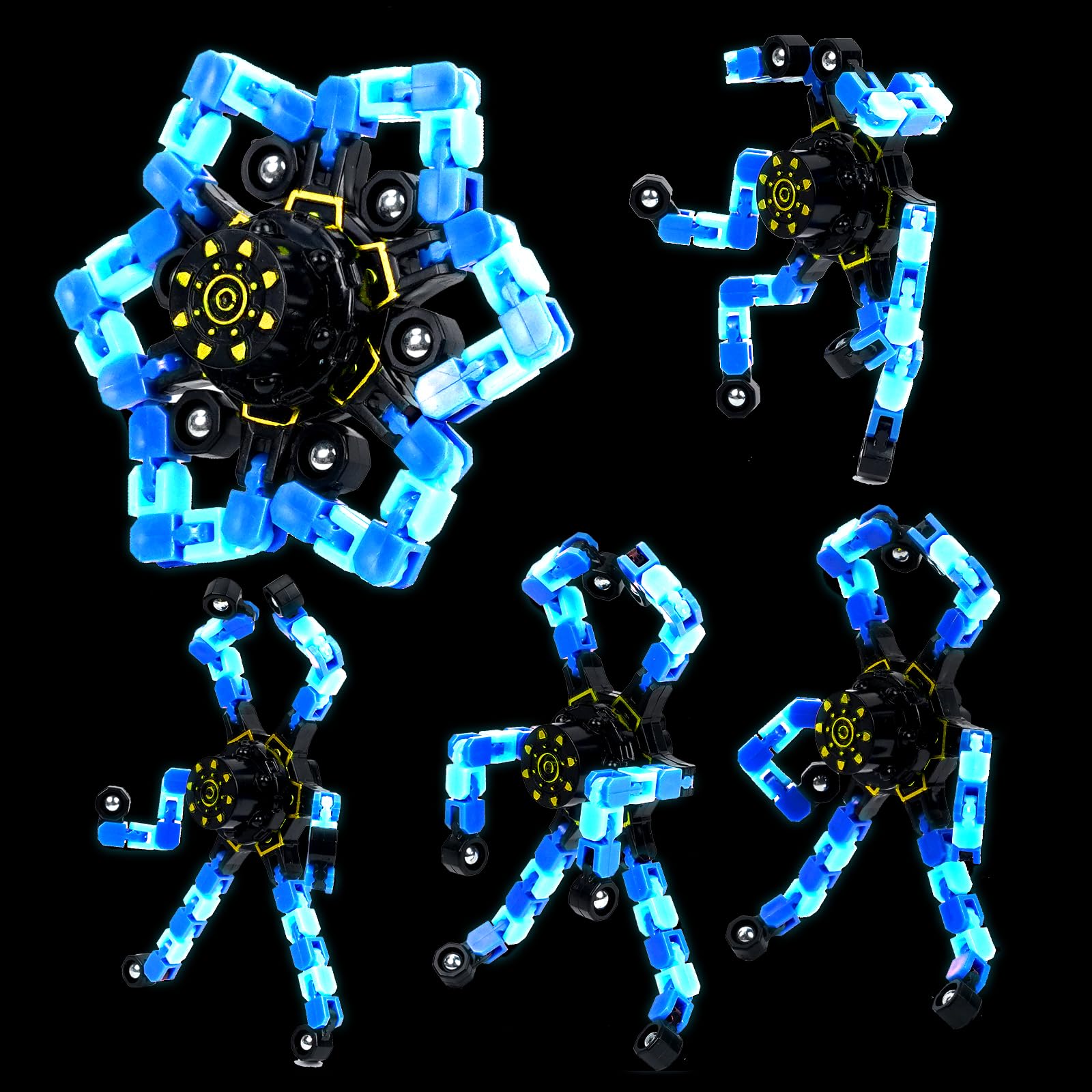 4 Pcs Fidget Toys Bulk Transformable Fidget Spinner for Kids and Adults, Stress Relief Sensory Toy Robot Spinner Toy for Valentines Day Gifts Easter