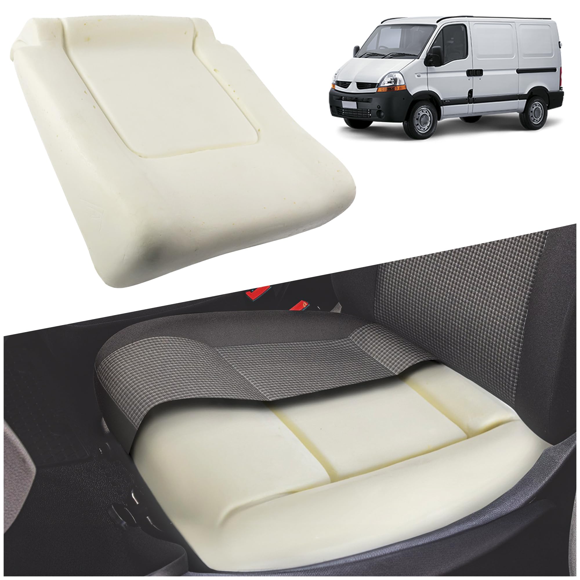 CHROMEMASTER - Compatible avec Renault Master 1998-2010 | Mousse pour Le Siège Auto, Mousse de Siège pour l'assise ; Remplacez Le Siège et Profitez de Votre Nouveau Siège Auto Confortable