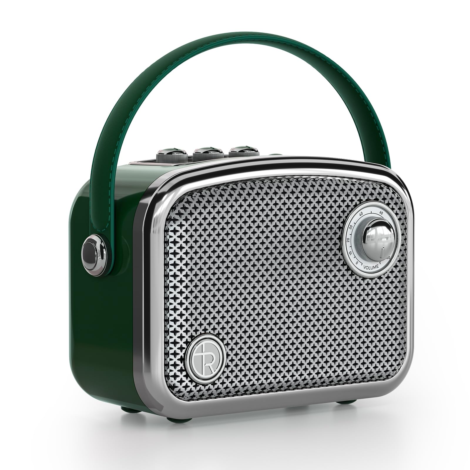 TOMPROAD Vintage-Stil tragbarer Bluetooth-Lautsprecher, Braun, Retro-Design mit Metallgitter, kompakte quadratische Form (Grün) – Amazon Angebot