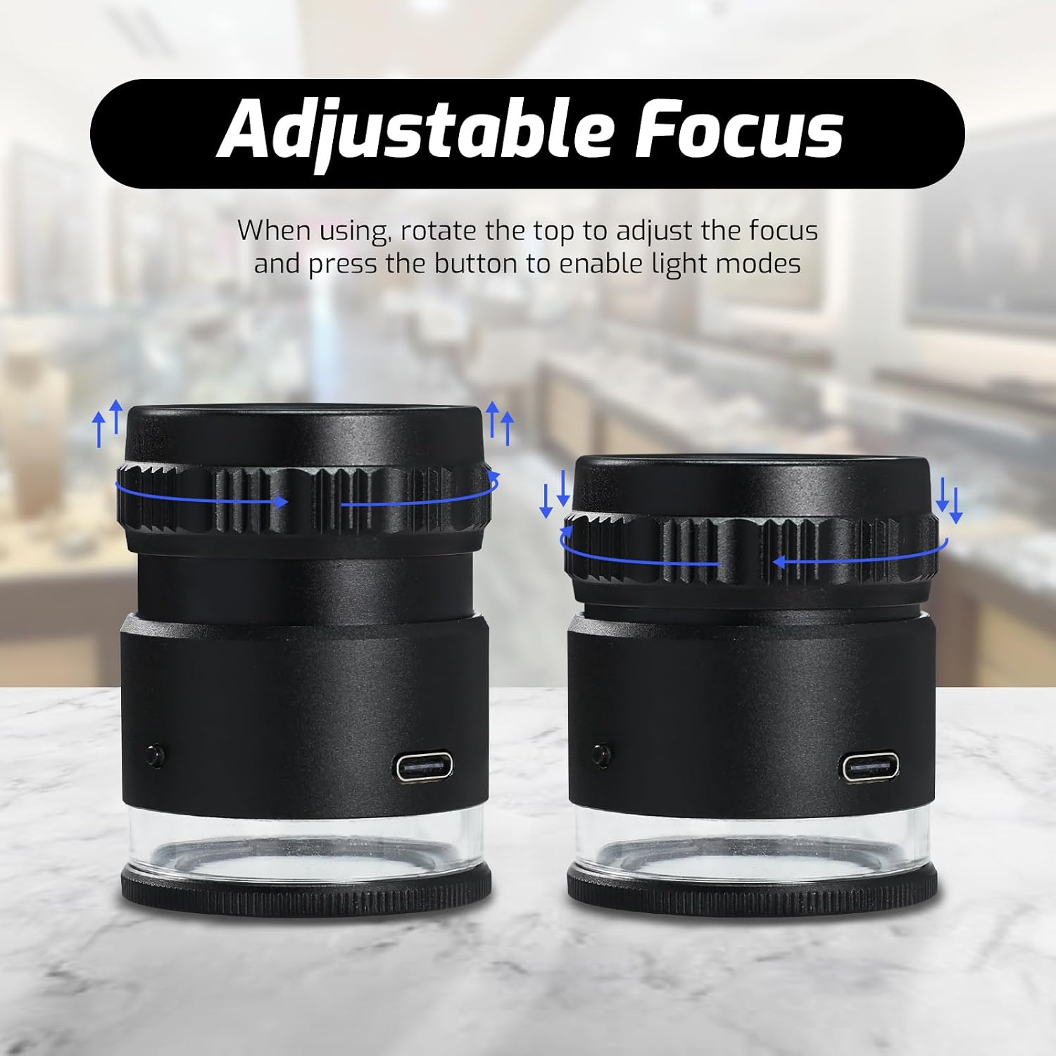 Jewelers Loupe with LED & UV Light, USB Charging LED Scale Loupe 10X Jewelry Magnifying Glass with Detachable Glass Scale & Reticle - Optical Glass Lens for Diamond, Coins, Stamps and Textile