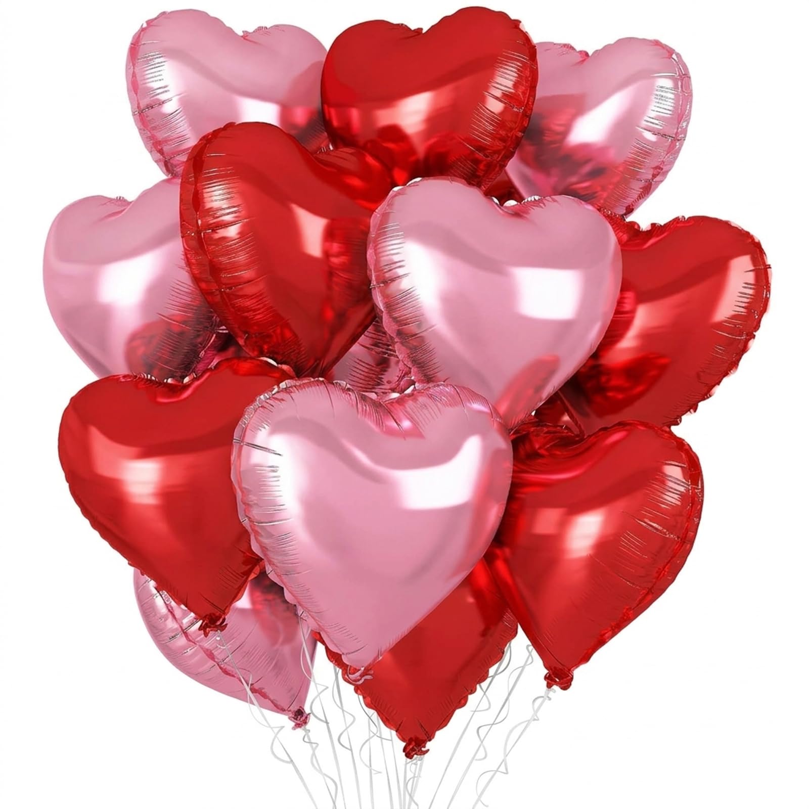 20 piece set, 18 inch pink heart-shaped balloons, red and pink heart-shaped balloons, romantic celebration decoration, suitable for birthday parties, dates, weddings
