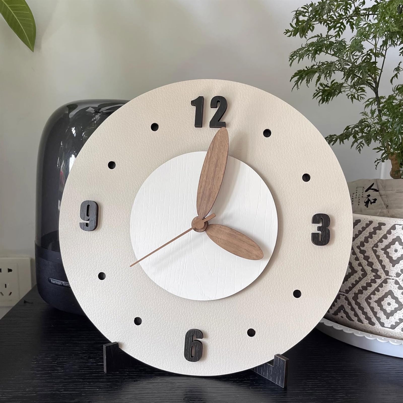 Reloj Cocina Reloj de Pared silencioso Color Crema Simple for Sala Estar sin Perforaciones(Medio)