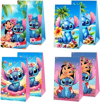 BNFUO 12pcs Stitch and Angel Goodie Bags Party Bags Gift Bags for Birthday Party, Stitch Birthday Party Supplies Birthday Decorations