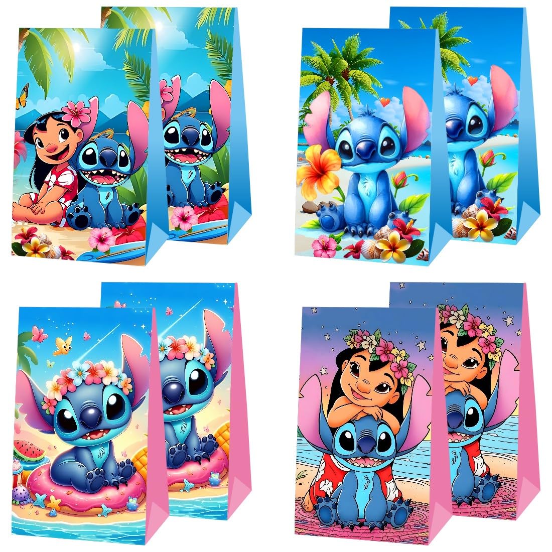 BNFUO 12pcs Stitch and Angel Goodie Bags Party Bags Gift Bags for Birthday Party, Stitch Birthday Party Supplies Birthday Decorations