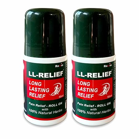 LL-RELIEF Roll On for long lasting relief from back Pain Instant pain relief | Ideal for shoulder, joint, muscle, knee & back pain |Arthritis |Sprain | Strain | 100% natural | 50ml Each ? Pack of 2