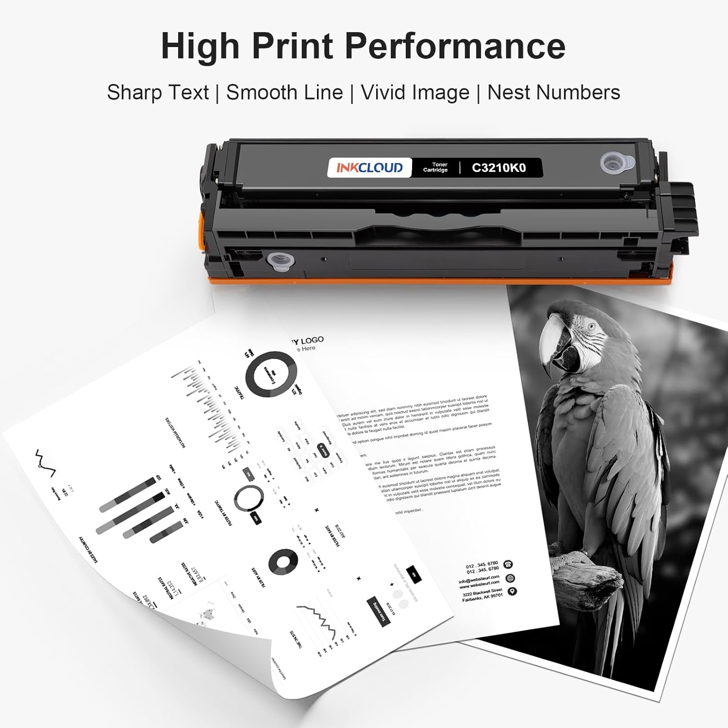 INKCLOUD C3210 Remanufactured Black Toner Cartridges with Chip Replacement for C3210K0 Toner Cartridge for C3224 C3326 C3426 MC3224 MC3326 MC3426 Printer Ink