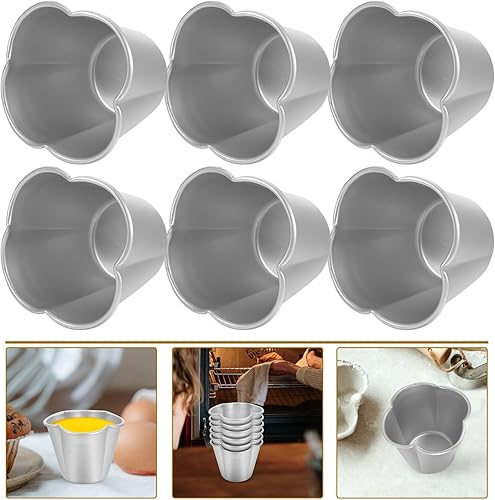 Miniatura 8 de 6 moldes de metal antiadherentes para pudín y magdalenas, tazas de pasteles para hornear en casa, moldes de postre multiusos, diseño fácil de