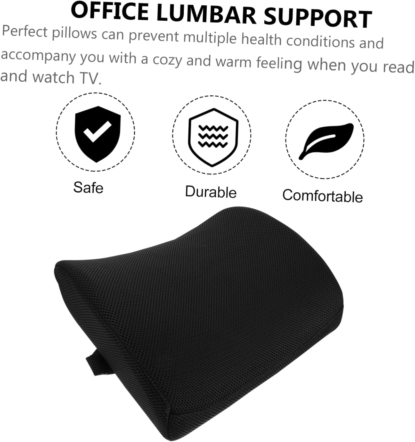 KICHOUSE Memory Foam Lumbar Support Cushion for Car Office Ergonomic Back Pillow for Pressure Relief Comfortable Waist Support Removable Cover Black