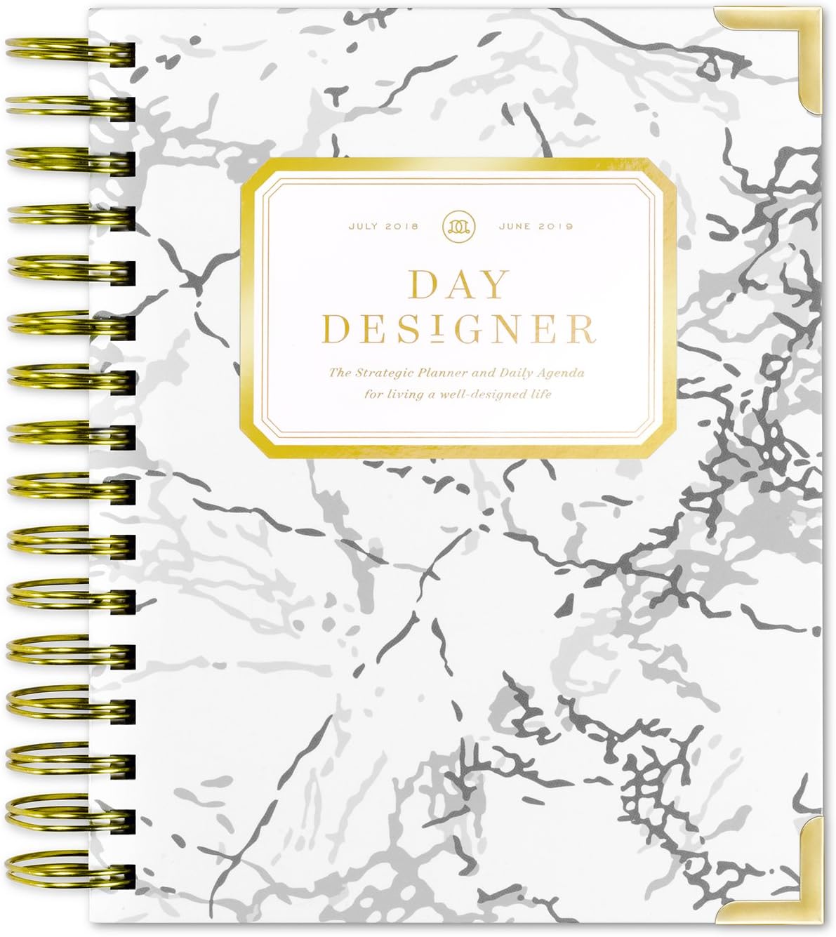 Day Designer Daily Planner 2018-19 | Original Mini Flagship | Best Day Planner | Goal Setting | Time Management | Productivity | 6.625" x 8.3" | White Marble