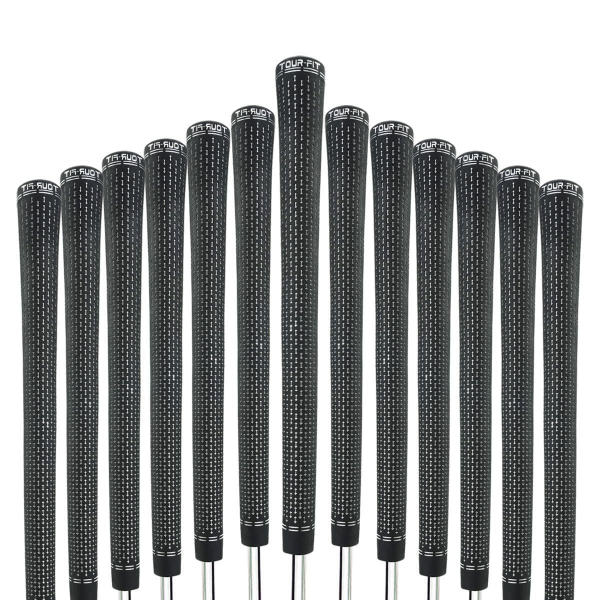 Golf Grip Elite 360 Rotate Golf Grips with Pro Golf Tape – Premium Rubber Golf Club Grips for Adjustable Clubs – Standard, Midsize or Oversize – Pack of 1, 3, 6, 9 or 13 (6, Black/Silver, Midsize)