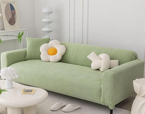 Miniatura 3 de vctops Funda elástica de vellón sherpa para sofá con parte inferior elástica, 1 pieza, funda de sofá de felpa suave y mullida para sofá de 3