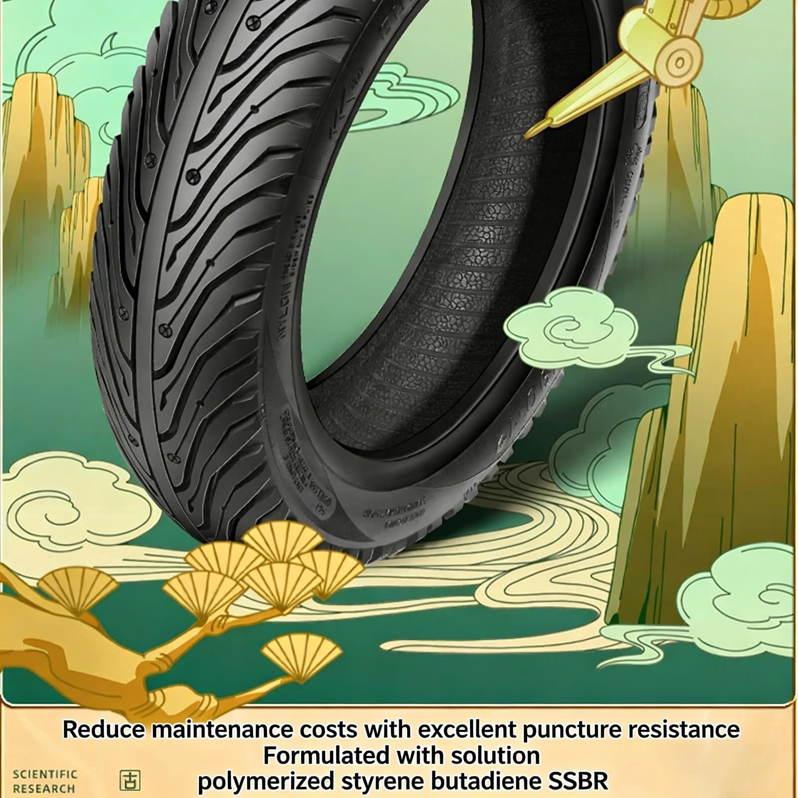 3.50-10 Opona Tubeless na Skuter Elektryczny i Motocykl, Gumowy, Wysoka Przyczepność, Antypoślizgowy, Antyprzeciekinowy, 10 Cali, All-Season, Tłumiący Wstrząsy i Odporny na Zużycie