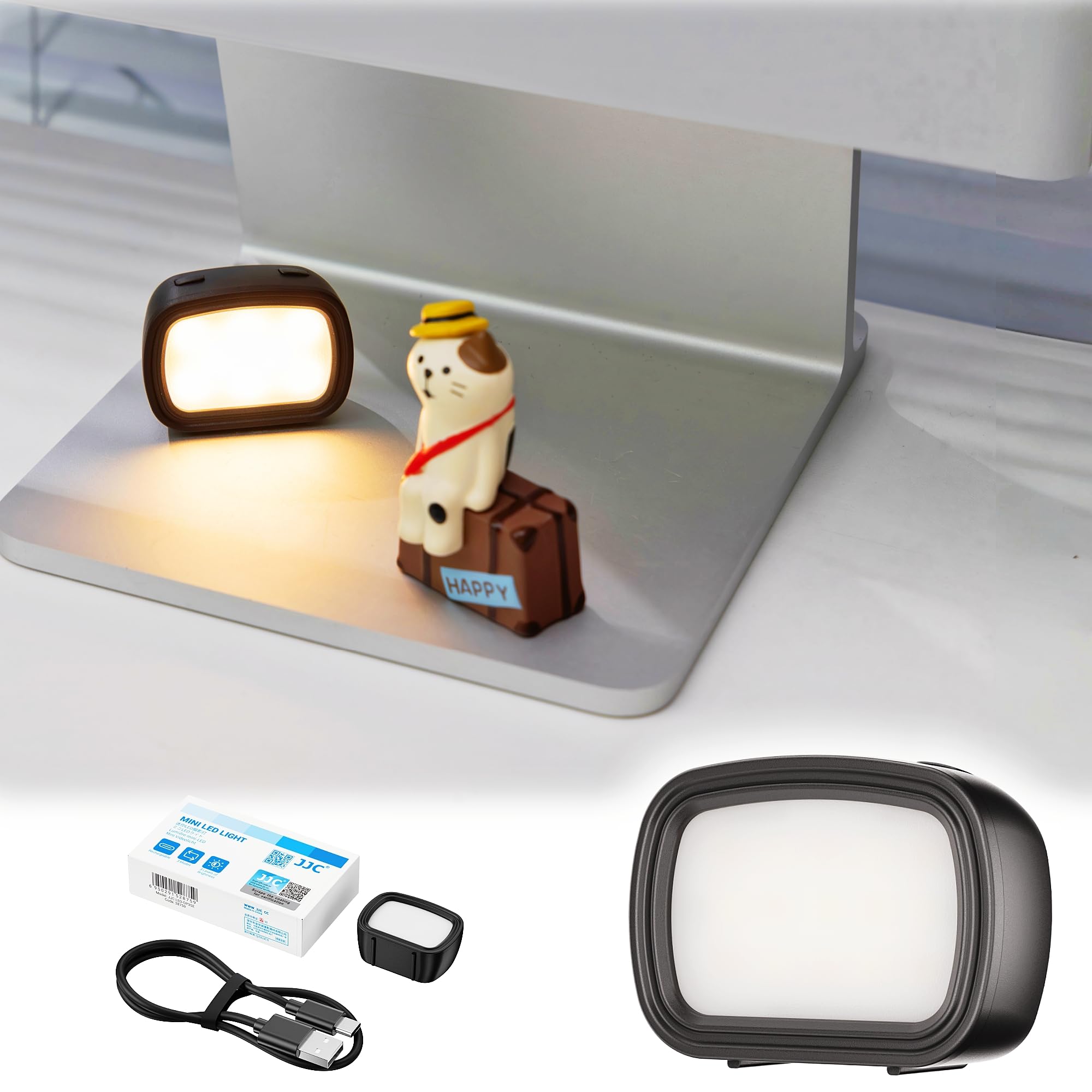 JJC Magnetic Fill Light, Tiny Lights for Hand Craft DIY Miniature and 3D Printed Model Doll House, Rechargeable LED Video Light, 3 Color Modes/