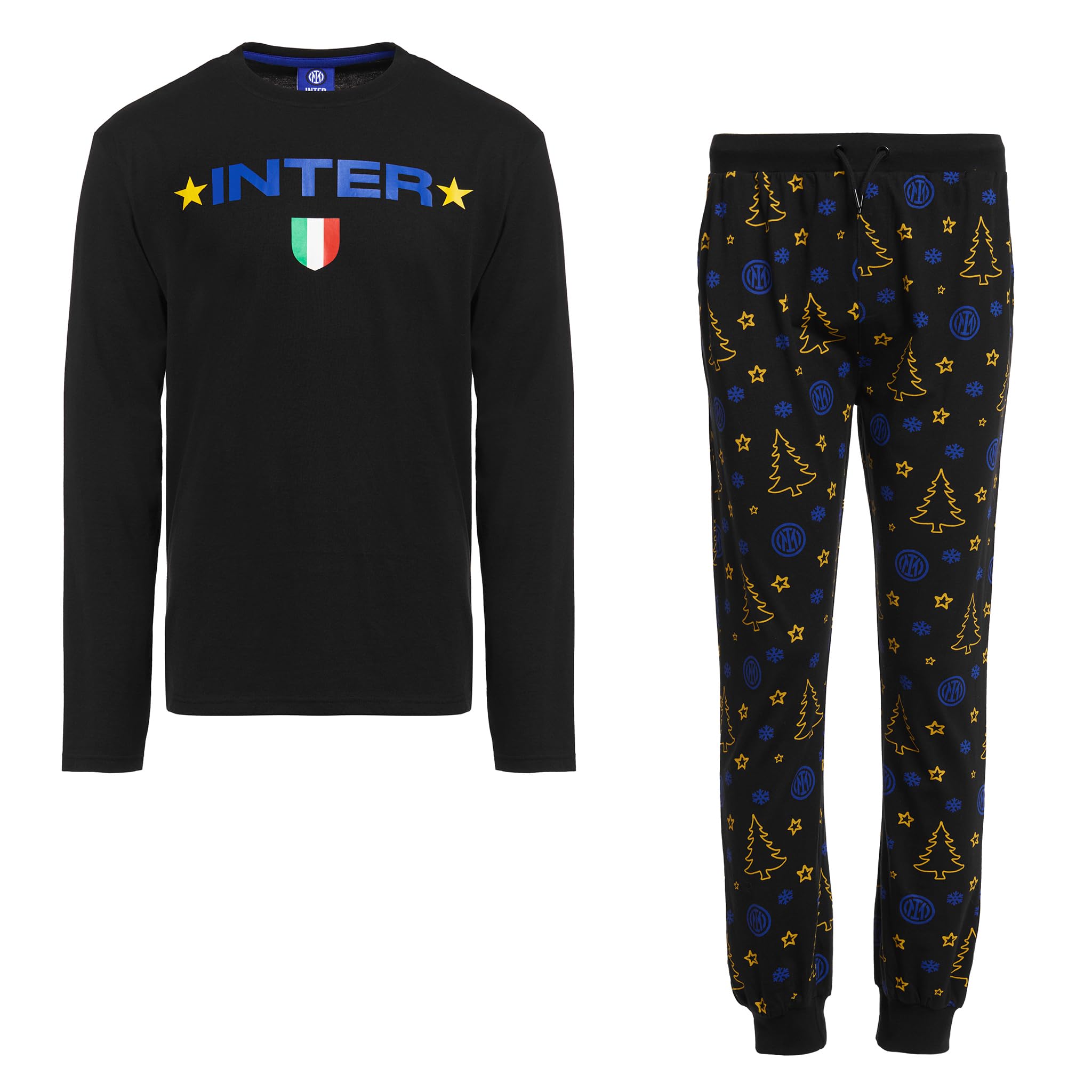 Inter Pyjama de Noël, Adulte et Enfant, Unisexe, étoiles et Scudetto, Xmas, Produit Officiel
