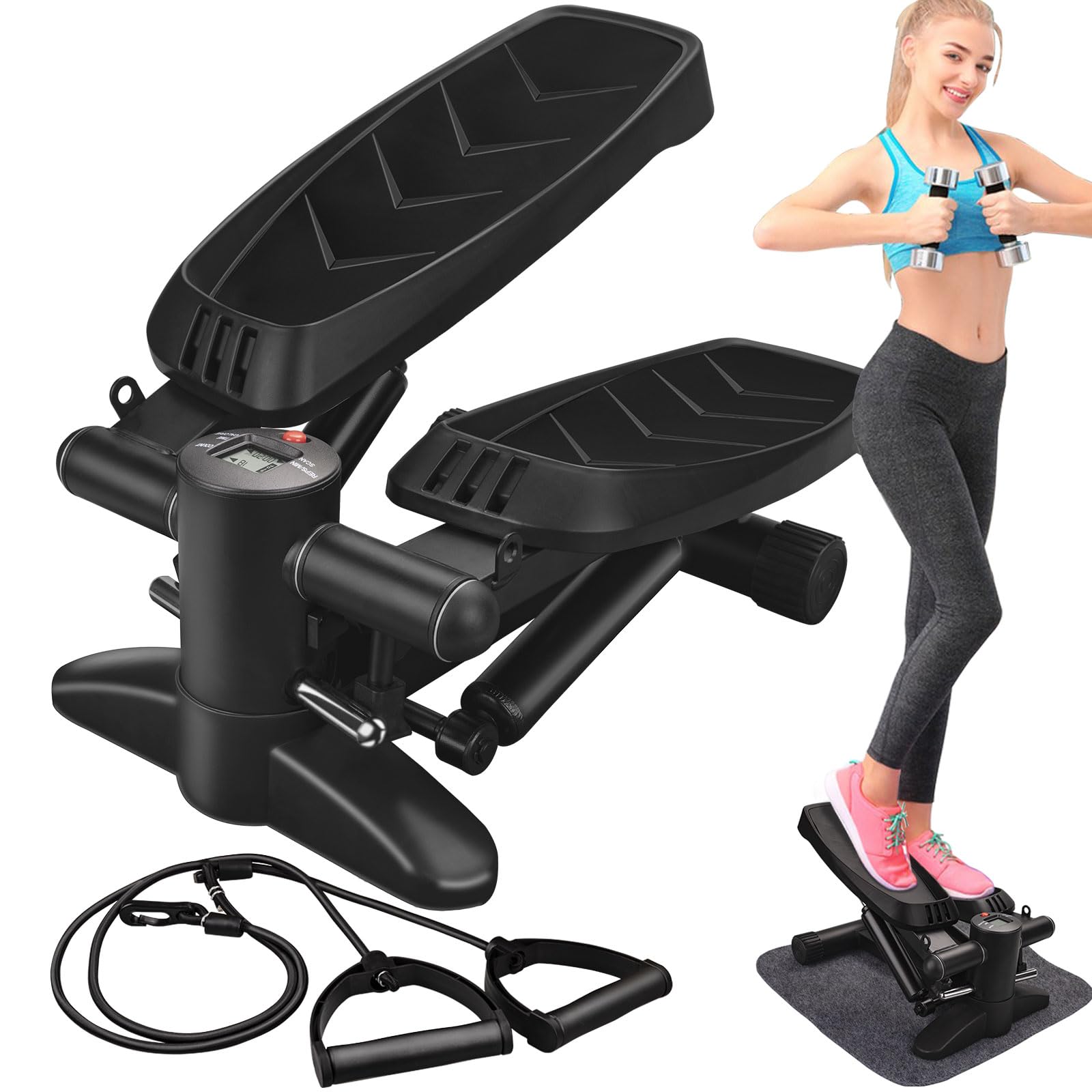 HLC Steppers with Resistance Bands and Step Fitness Equipment, Home Air Climber Step Fitness Equipment