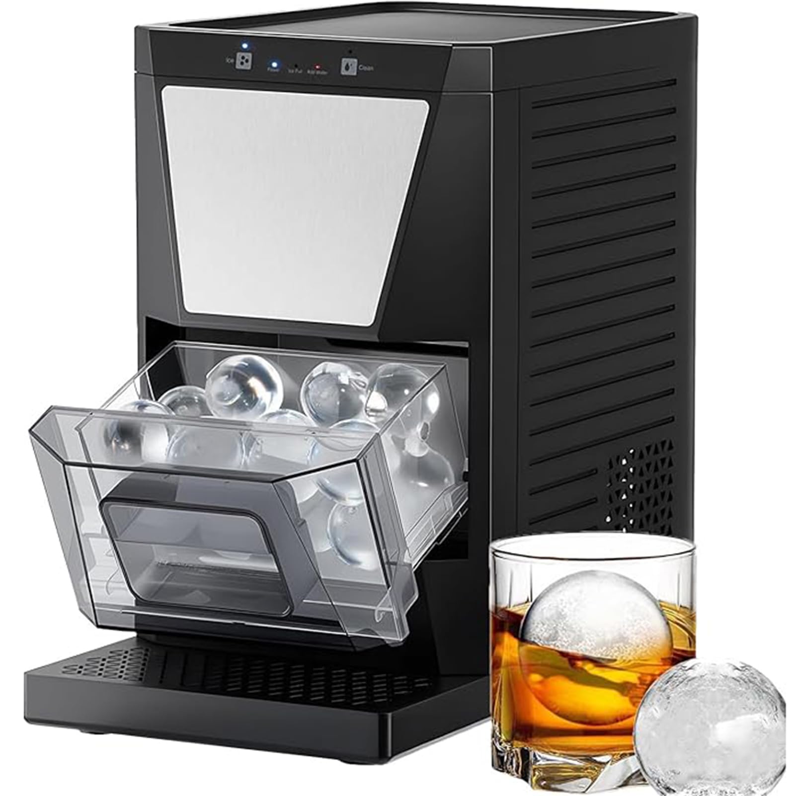 Zoienu Ice Maker, Clear Sphere Ice Machine, Ice Ball Maker, Ice Makers Countertop with Self-Cleaning for Whiskey, Bourbon, Brandy, Rum on Fridge.com