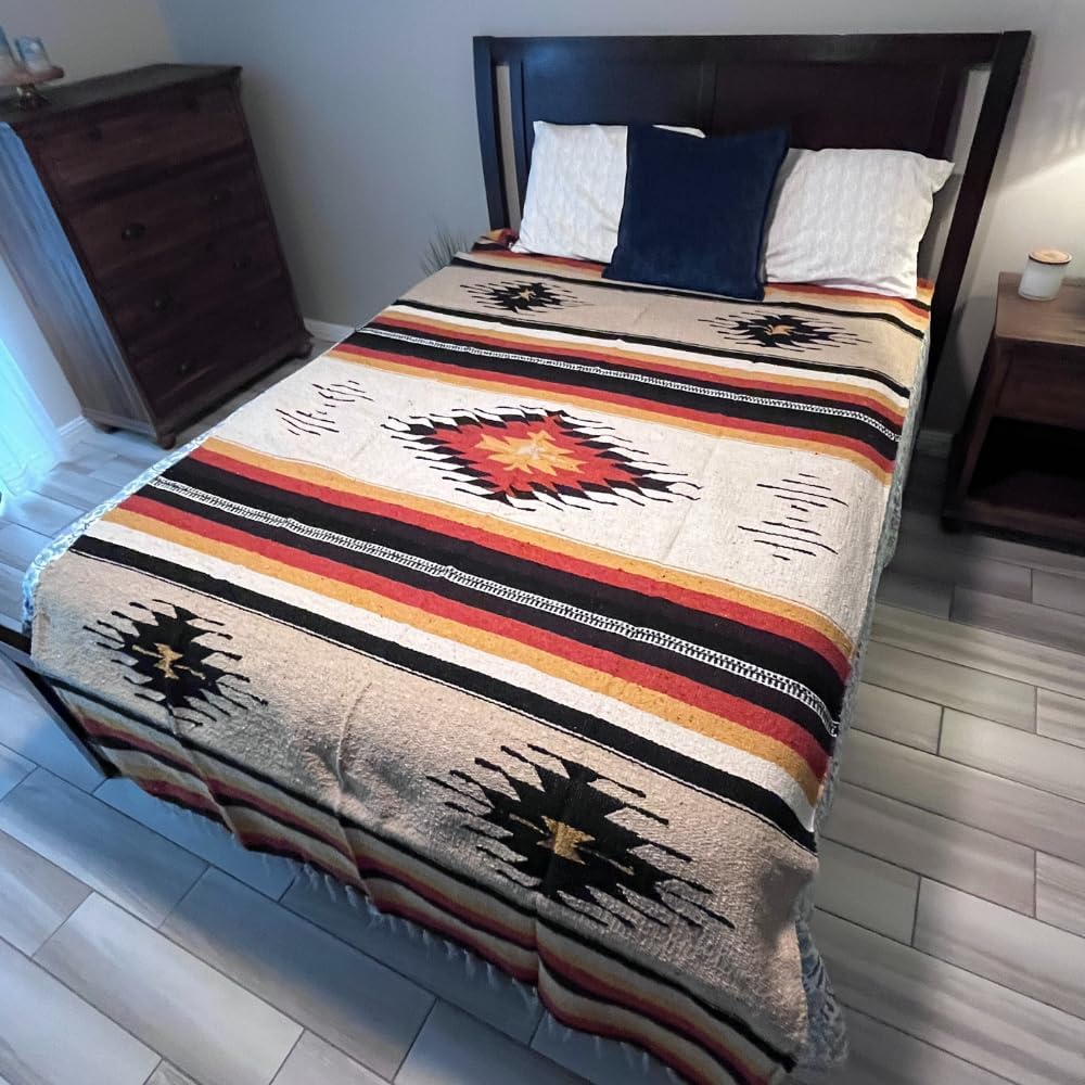 Mexican Throw Blanket | Cabin/Southwest Diamond Blanket - Oaxacan Blanket Mexican Home Decor (XL) - Image 3