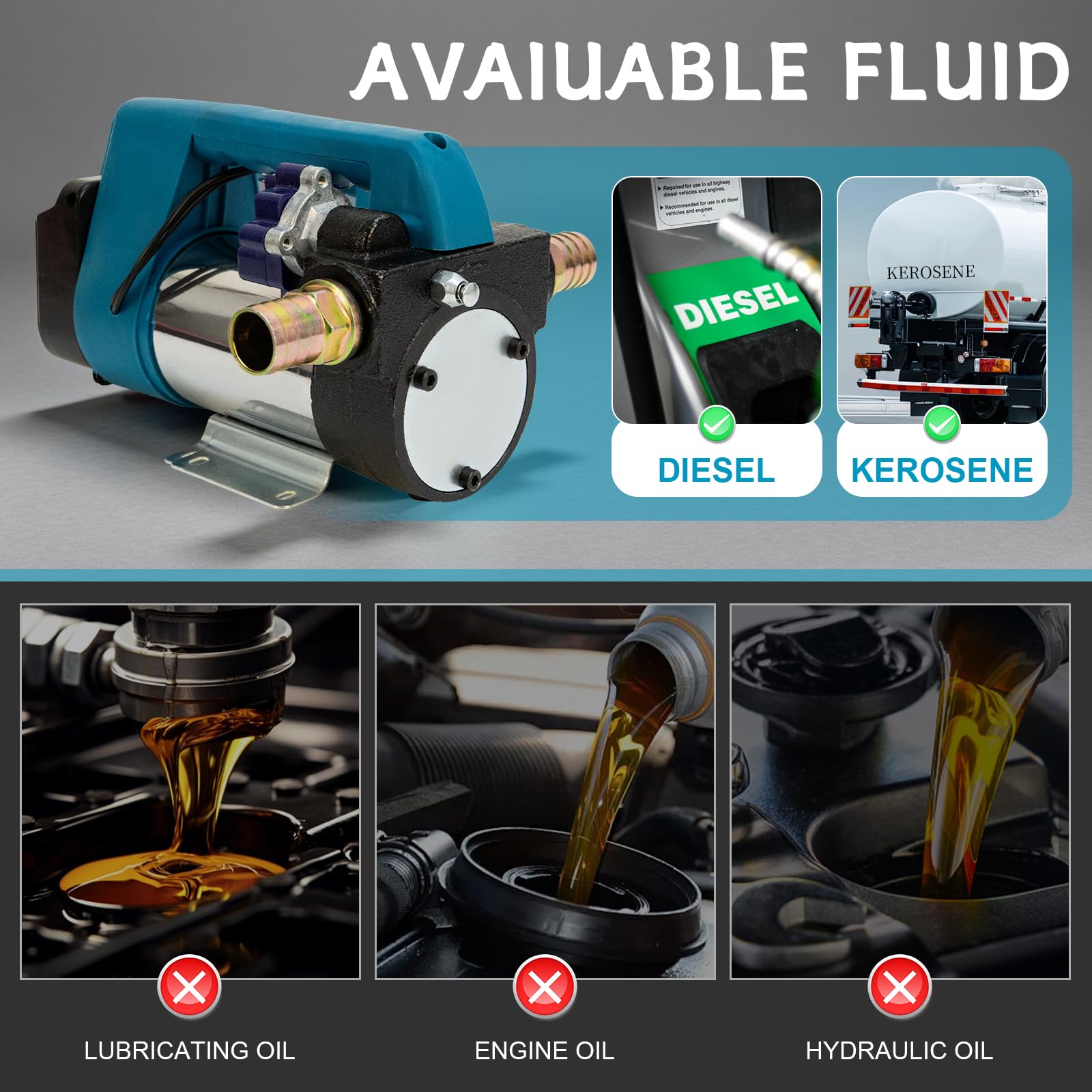 Bomba de Transferencia de Diesel, Bomba de Transferencia de Combustible | Compatible con Makita 18V Batería, 45L/Min, Portátil, Bomba Extractora Eléctrica de Transferencia de Autocebante, Sin batería