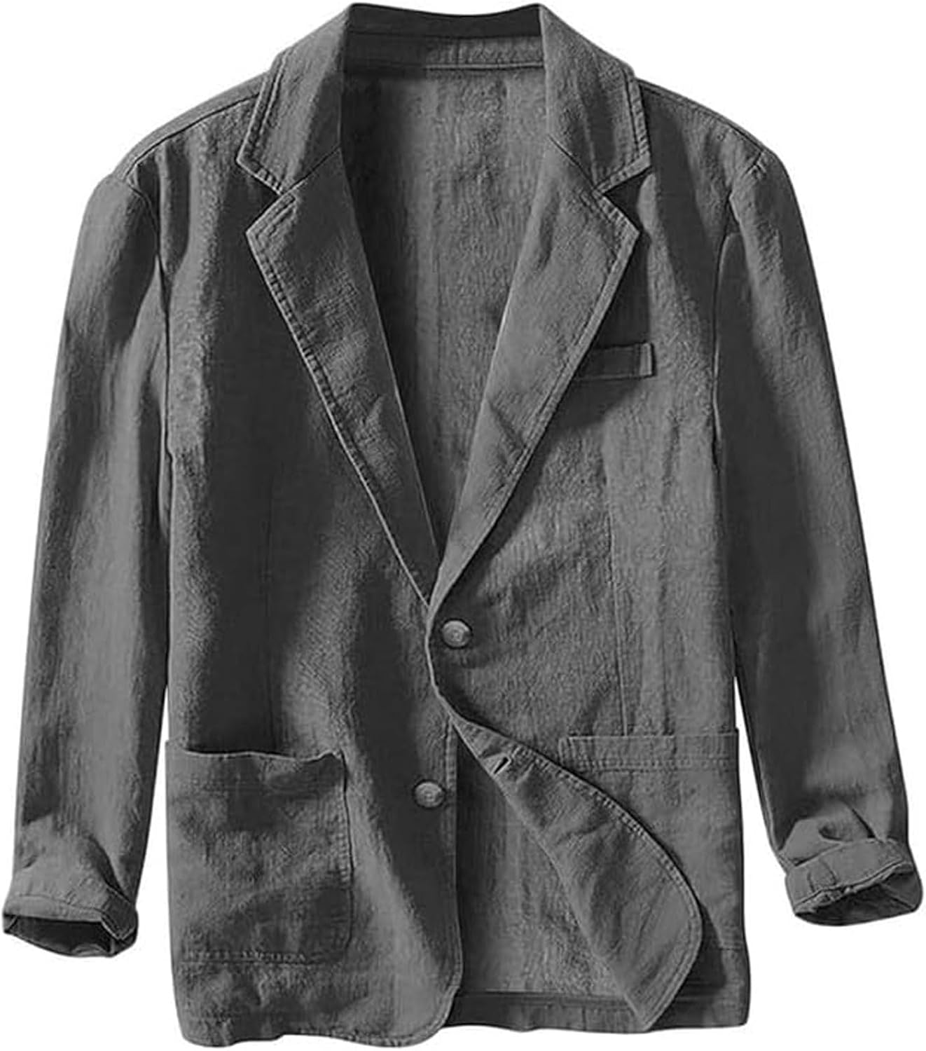 FYCYGG Heren Zomer Linnen Jas Casual Katoen en Linnen Twee Knopen Blazer Eenvoudige Losse Vrijetijdspak Knop Jas(Apricot,3XL