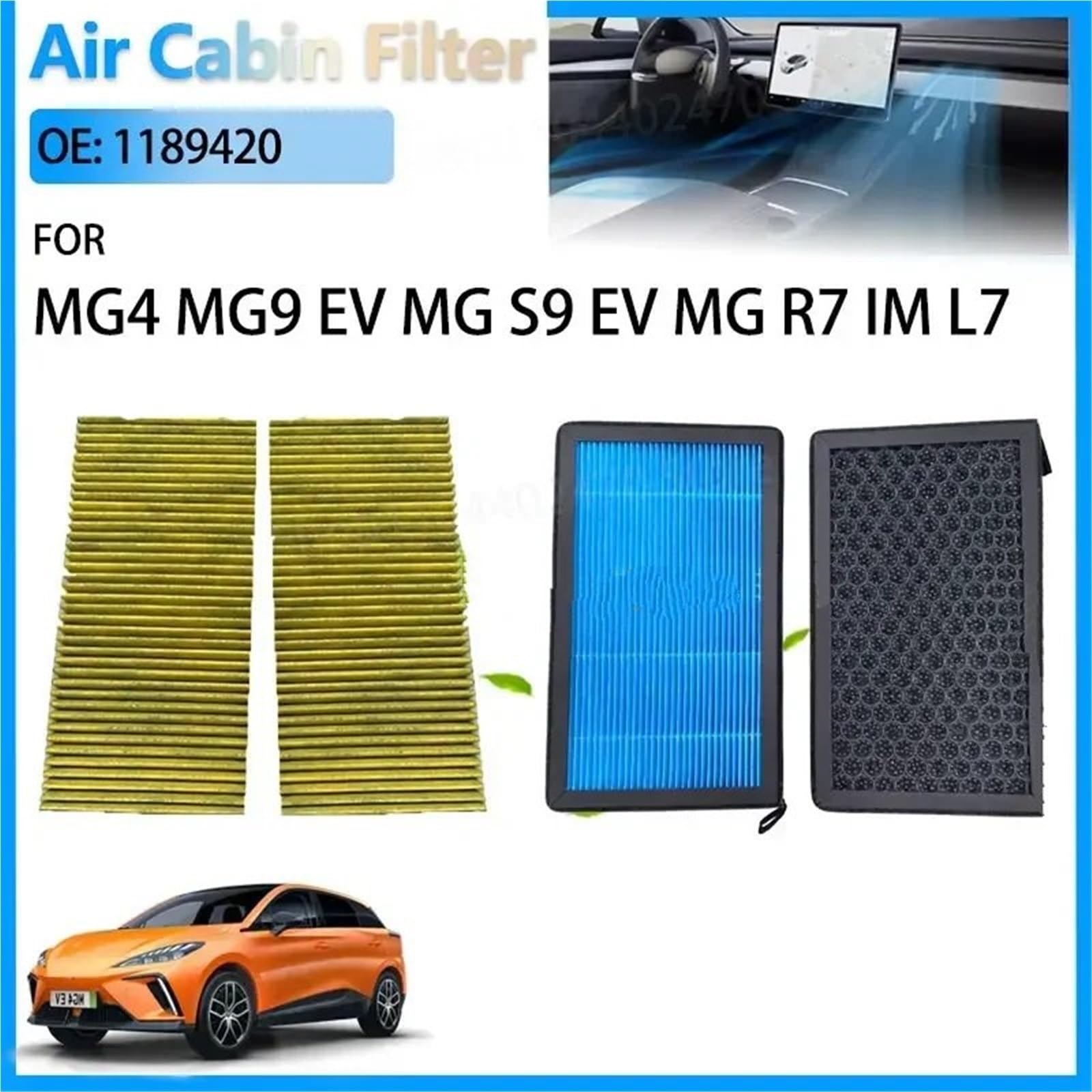 Filtr kabinowy Pasuje do filtra kabinowego MG4 EV Pasuje do MG9 EV Pasuje do MG S9 EV MG R7 Pasuje do SAIC Rising F7 R7 IM L7(Style B)