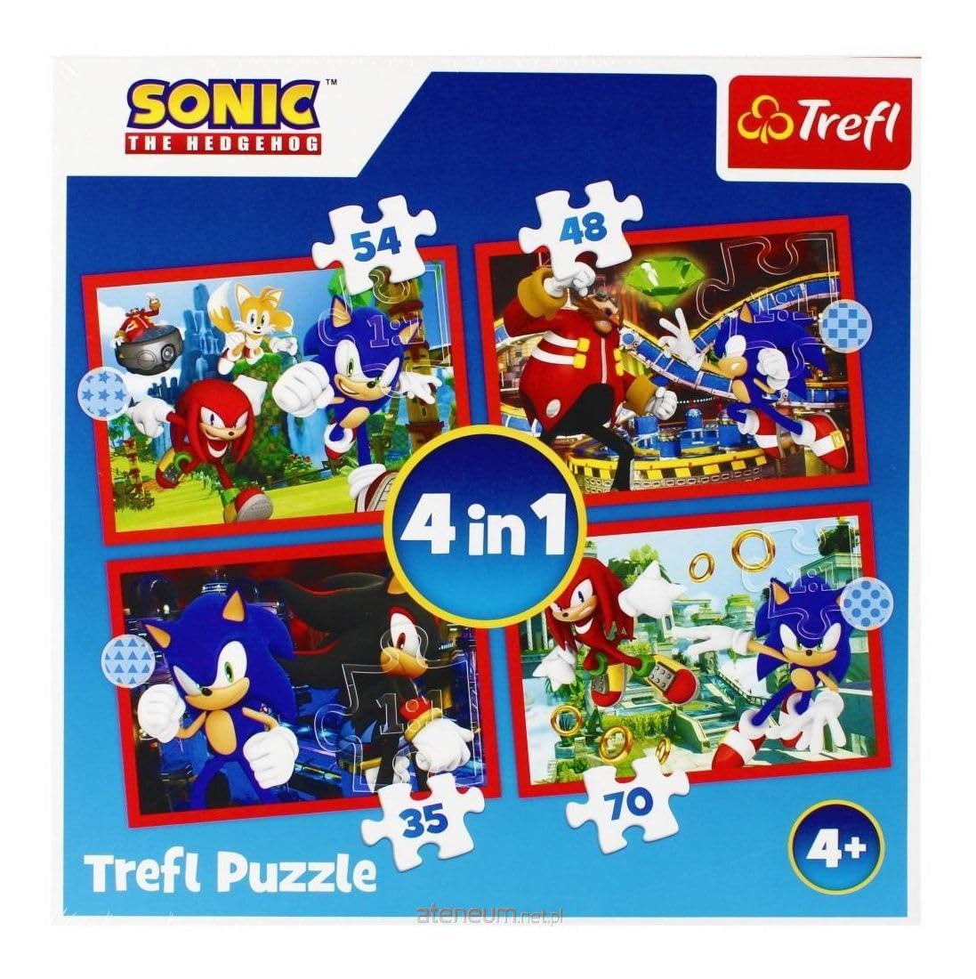 Trefl34625 Sonic The Hedgehog, Adventure of Sonic - Puzzle 4-in-1, 4 Games Children's Puzzle, Multi-Coloured