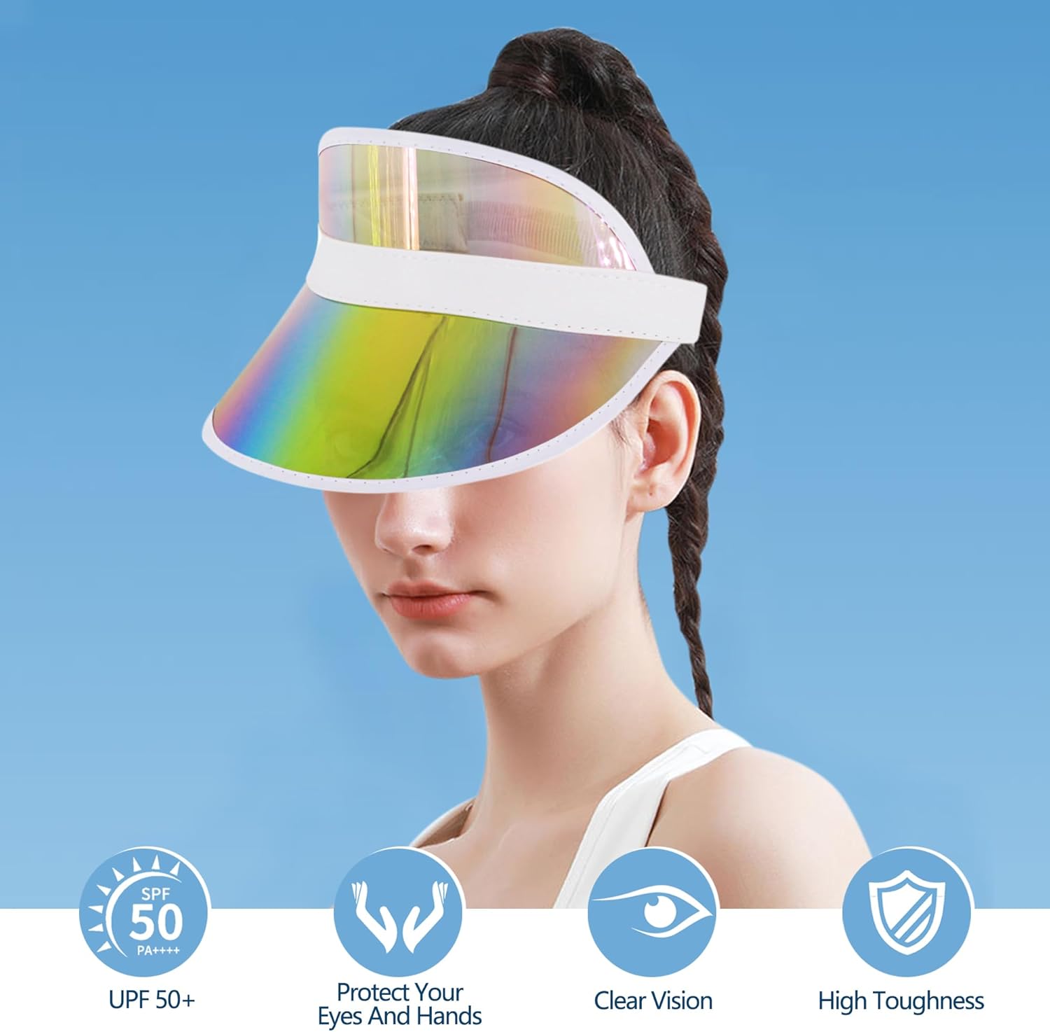Surkat Plastics Clear Sun Visors UV Protection Hat Cap Headwear Sunhat for Golf Tennis Beach Cycle - Image 7
