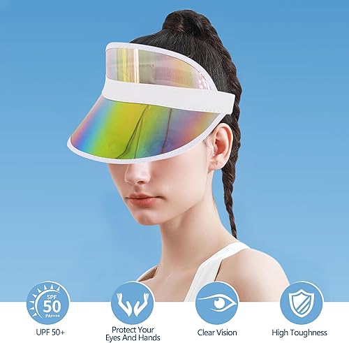 Miniatura 109 de Surkat Viseras solares transparentes de plástico con protección UV, sombrero para la cabeza, sombrero para golf, tenis, playa, ciclismo 1 paquete