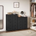Somdot Dresser pour chambre avec 8 Tiroirs, grand rangement Organisateur Châtaigne de tiroirs avec des bacs en tissu pour le salon Cabinet Enfants Côté lit Garderie Blanchisserie Entrée, Noir
