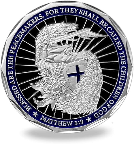 Miniatura 2 de Monedas de desafío policial de San Miguel - Moneda de oración de Dios bendiga a la policía, delgada línea azul, regalo de conmemoración de la
